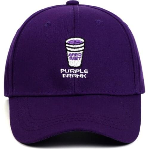 Embroidery Purple Drank Dad Hat Cap For Women Cotton Snapback Hip Hop Men Hat Cap Adjustable Curved Sports Cap Kpop Baseball Cap