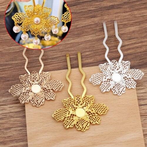 5 Pieces Metal Copper Hair Forks Hair Clip Bridal Headwear DIY Hair Accessories For Women