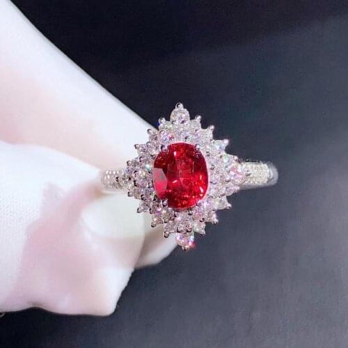 H725 Natural 1.21ct Red Ruby Ring Diamonds Jewelry Anniversary Females Rings for Womens Fine Rings
