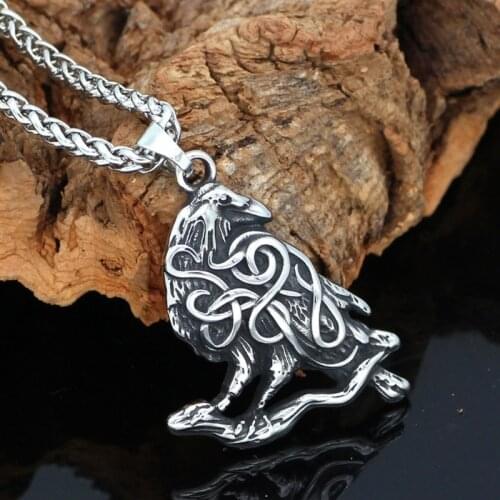 Nordic Viking Odin Rune Eagle Pendant Necklace Men Vintage Punk Crow Totem Chain Necklaces for Women Boho Gothic Jewelry