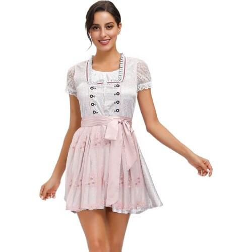 Women Oktoberfest Dress Beer Girl Dirndl Deluxe Bavaria Maid Wench Costume Fantasia Fancy Dress