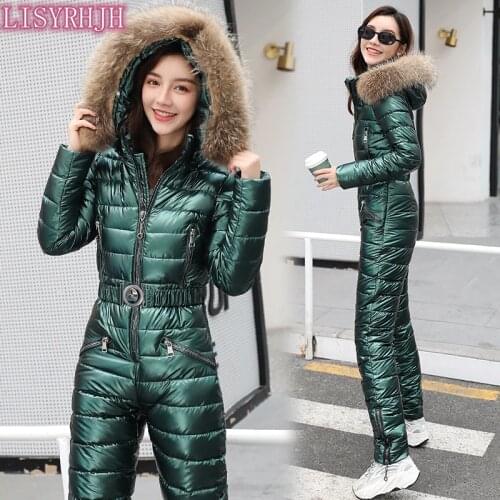 High Quality Female Winter Long Coat Hooded Jumpsuit Outwear For Women Women’s Winter Jackets with Fur collar Warm Thicken Parka