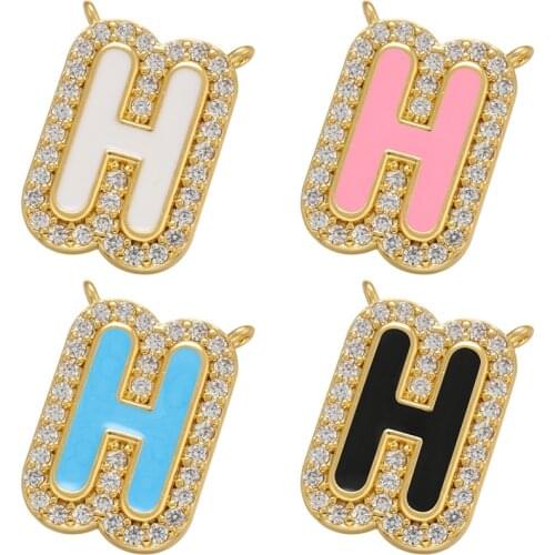 ZHUKOU H Letter Pendant Enamel Letter charms for DIY Handmade Necklace Jewelry Accessories Supplies Accessories Wholesale VD971