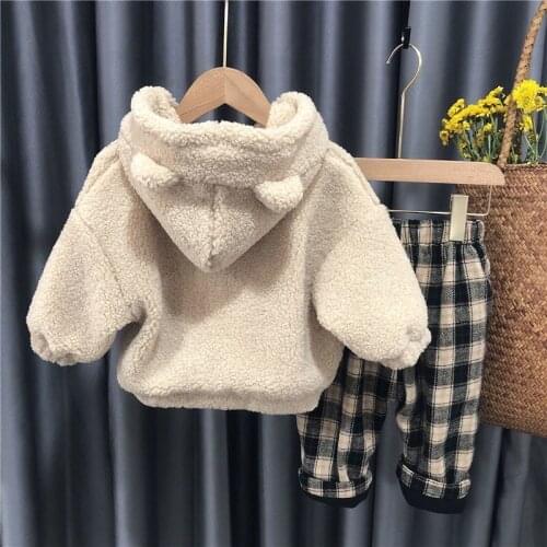 Baby Girls Boys Winter Coats Pants 2pcs Clothing Set Cashmere Warm Suits,Kids Casual Fashion Hoodies Long Pants Children Clothes