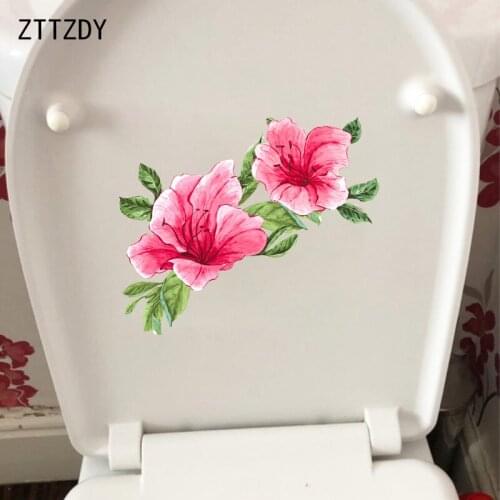 ZTTZDY 23.1*18.9CM Hand Painted Azalea Beautiful Flower Toilet Sticker Home Wall Decor Decal T2-0560
