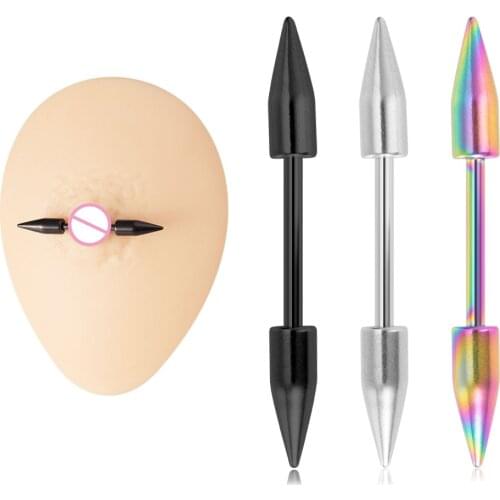 1 Pair New 316L Stainless Steel Spike Nipple Shield Barbell Ring Bar for Women Punk Cone Nipple Rings Body Piercing Retainer 14G