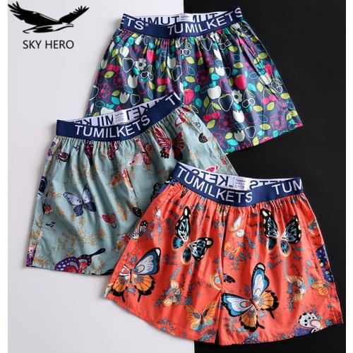 100%Cotton Men Homewear Panties Boxer Underwear Comfortable Breathable Shorts Mens Boxers Man Long Pants