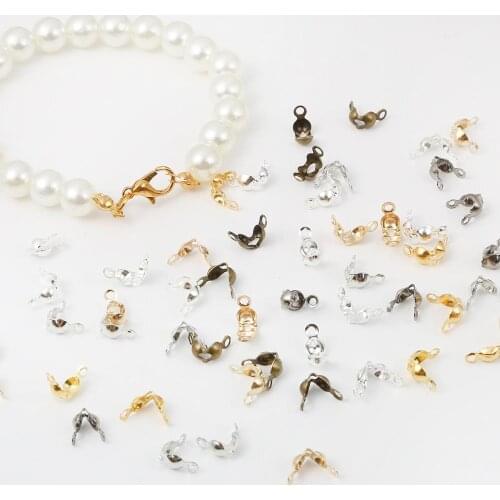 100pcs/bag 4x7mm lobster parrot Clasps Calotte End Crimps Beads Connecotr Components For DIY Jewelry Making Supplie