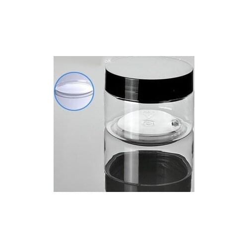 100G transparent PET cream bottle with black lid cosmetic container cream jar Cosmetic Jar Cosmetic Packaging