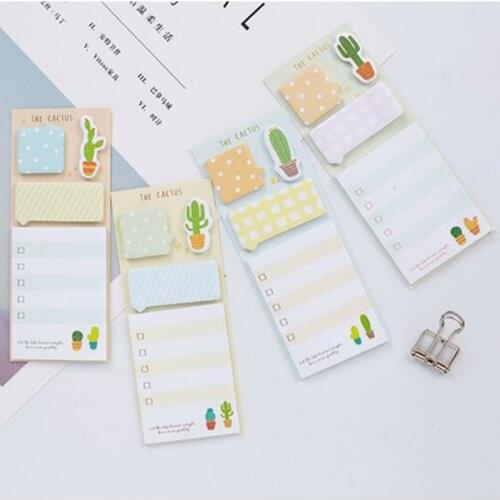 2pcs Cute Cactus Plan List Memo Pad Kawaii Chancery Stationery Planner Diary Label Stickers School Office Supplies Stationery