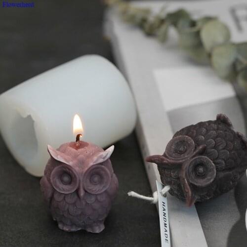 3D Owl Candle Mold Aroma Candle Handmade DIY Self-made Animal Candle Mold Diy Soap Supplies Silicone Plaster Fondant Cake Mold