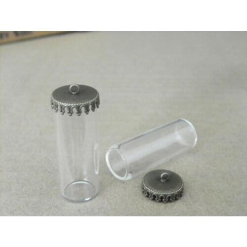 40x15mm One side open tube shap glass globe bronze glass bottle jewelry nacklace pendant