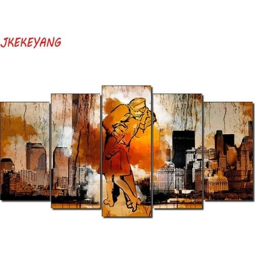 5pcs 5D Diy Diamond embroidery"city couple lovers"Cross Stitch full square diamond painting,puzzle,decorations for home Y3852