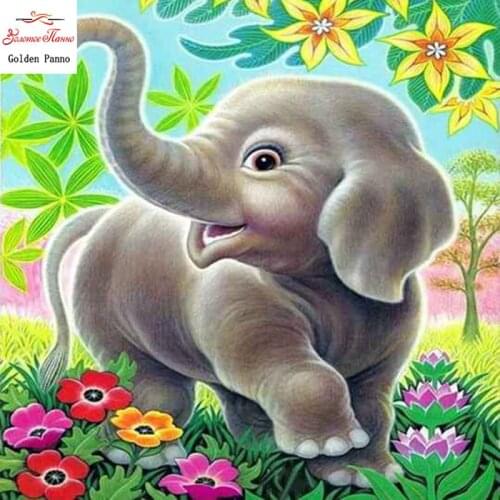 5D DIY diamond painting Full Square diamond mosaic Diamond embroidery boy Elephant in the flower stitch dropshipping