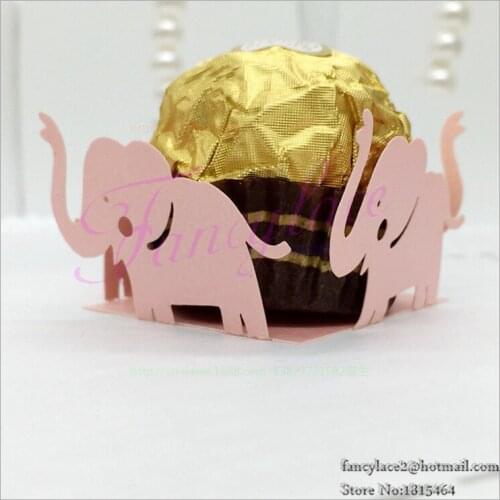 60pcs Elephant Chocolate Mini Cupcake Wrappers Laser Cutting Paper Craft Packing Cupcake Liners Baby Shower Decorations Supply