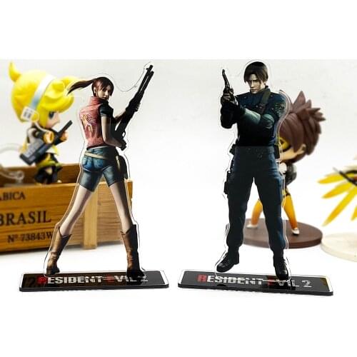 Resident 2 Leon Claire acrylic Evil stand figure model plate holder cake topper anime Japanese video games