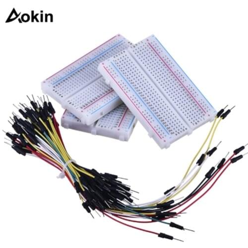 Aokin 3 Pieces 400 Point Holes Solderless Circuit Breadboard with 65 Pieces M/M Flexible Breadboard Jumper Wires For Arduino