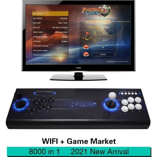 2021 IYO Pandora Box 3D Plus WiFi Arcade Box 8000 250*3D Games No Delay 6/8 Buttons Joystick 2 Player Controller Arcade Console
