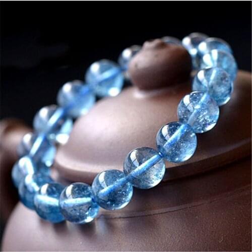 8/10/12mm Accessories Man Bracelet Women Jewelry Blue Rock Crystal Quartz Natural Stone Beads Bangle Yoga Gifts Wholesale