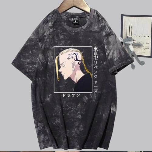 Anime New Tie Dye T-shirt Tokyo Revengers Draken Tees Streetwear Hip Hop Funny Clothes