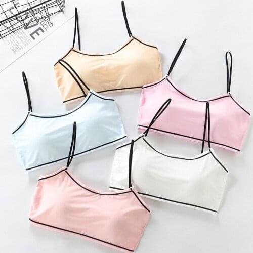 Cotton Girls Solid Bra Puberty Kids Lingerie Sport Tops Tanks Training Breathable Teen Underwear Double Deck Vest 8-18 Years Old