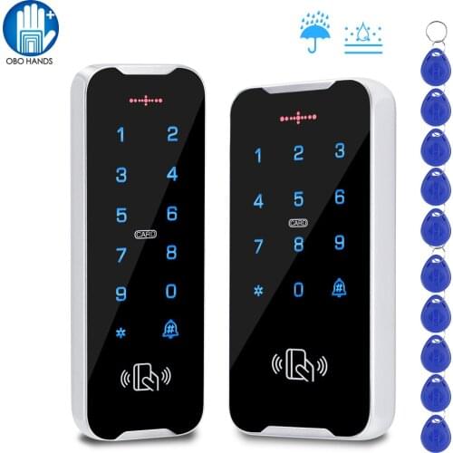 IP68 Waterproof Access Control Keypad Metal RFID Keyboard Card Reader WG26 / 34 Outdoor System + 10pcs 125KHz EM Keyfobs Cards