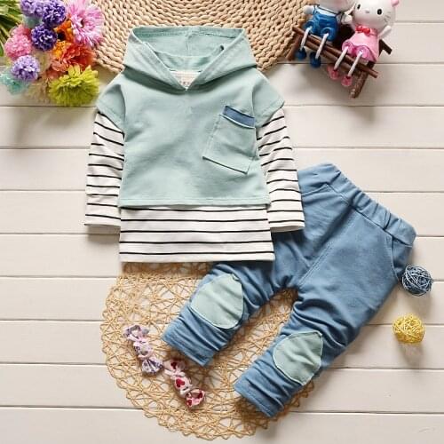 Cotton Infant Boys Girls Clothes Sets Autumn Tops +Pants 2 pieces Suit For Children Fashion Kids Newborn Toddler 1 3 Year Wear