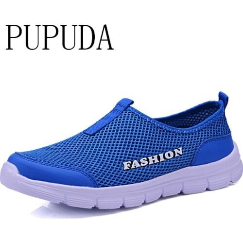 PUPUDA Men Loafers Mesh Sport Sneakers Men Breathable Slip On Shoes Male Comfortable Men Driving Casual Shoes Summer