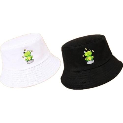 Ldslyjr 2021 Cotton Cartoon Frog Bucket Hat Fisherman Hat Outdoor Travel Hat Sun Cap Hats for Men and Women 92