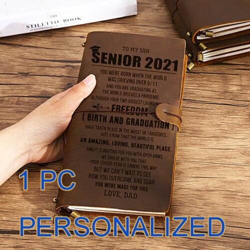 Real Cow Leather Leather Journal Personalized Custom Engraved Senior 2021 Graduation Gift Diary Notebook Crazy Horse A5 BJ074