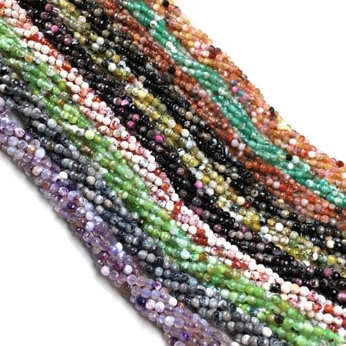 Natural Stone Bead Round Shape Hole Bead for Charms Jewelry Accessories Making DIY Necklace Bracelet Gift for Women 3mm