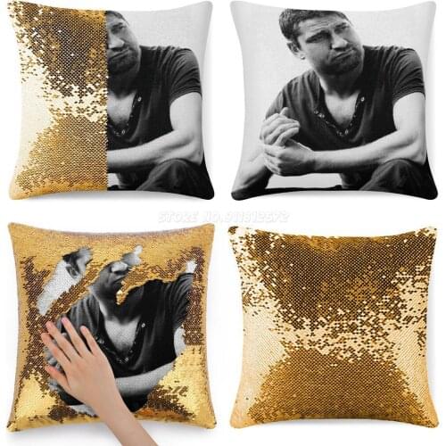 Gerard Butler Sequin Pillowcase Cafe Home Decor Color Changing Pillowcase Gerard Butler Gerard Butler