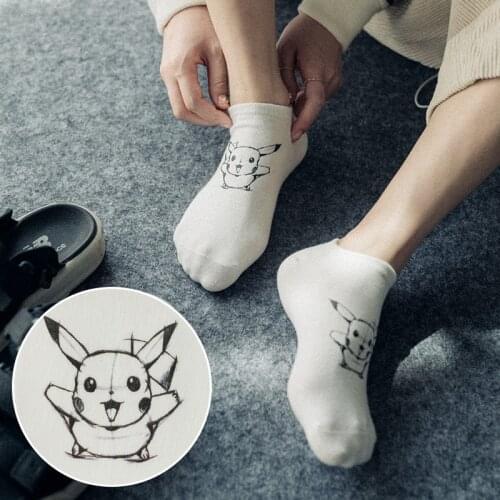 3D Printed Pokemon Figure Ankle Socks Unisex Adult Invisible Sock Fashion Cartoon Anime Pikachu Socks Party Cosplay Costumes