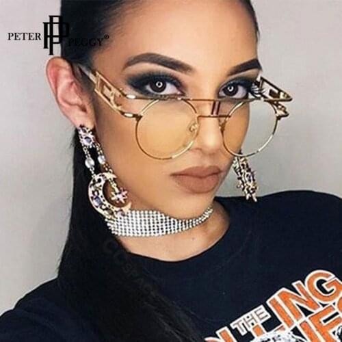 New Steampunk Round Glasses Frames Metal Men Women Fashion Computer Glasses Personality Hollow Eyeglasses Unisex