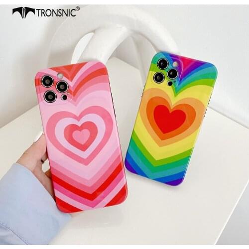 Love Fully Protected Phone Case for iPhone 12 11 Pro Max XR Xs Max Soft Red Rainbow Silicone Case for iPhone 7 8 Plus Cover Capa