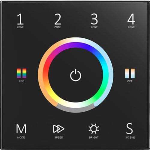 New Wall Touch Panel DMX Master RF Wireless Remote Controller Dual Function 100V-240V 4 Zone DMX Console RGBCCT Strip Controller
