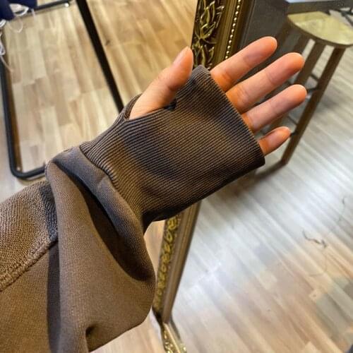 Unisex Crew neck Sweatshirt irregular Hem spring autumn Mens clothes Harajuku streetwear Hiphop High street oversized loose