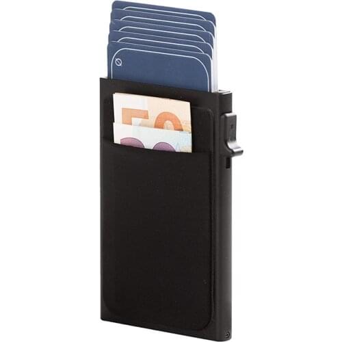 Slim Pop Up ID Card Smart Wallet with Coin Compartment RFID Protection Aluminum Metal Card Holder for Men and Women