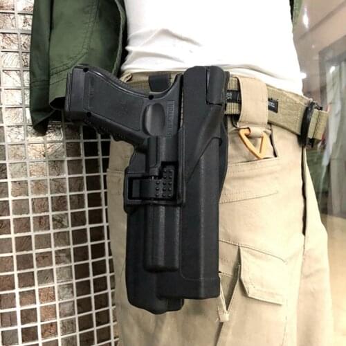 LV3 Series Quick Drop Glock Gun Belt Holster Bearing Flashlight Military Gun Holster for Glock 17 18 19 22 23 32 Waist Holster