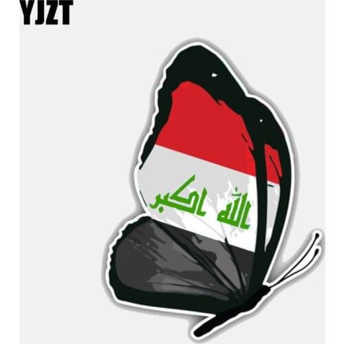 YJZT 7.6CM*10.2CM Personality Iraq Flag Butterfly Car Sticker Motorcycle Window Accessories Decal 6-3021