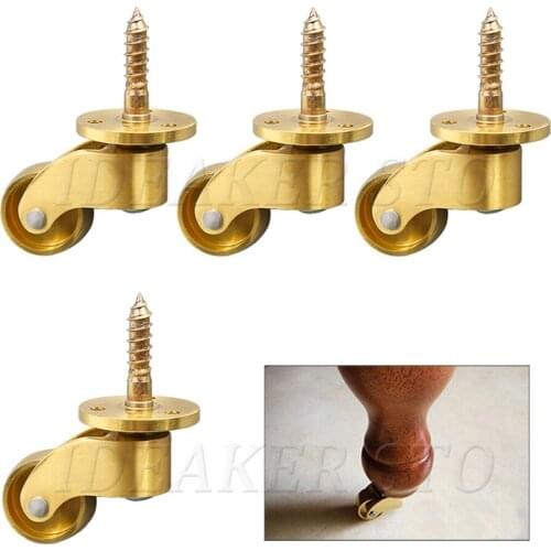 4/8PCS Brass Universal Wheel Metal Casters Gold Silent Reinforce Furniture Caster Heavy Duty Furniture Casters