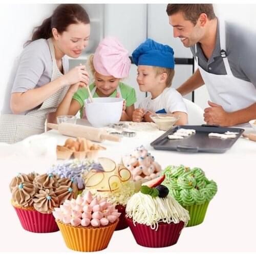 10pcs Silicone Cake Baking Molds Cupcake Molder Round Muffin Cake Mold Home Kitchen Cooking Supplies Cake Decorating Tools