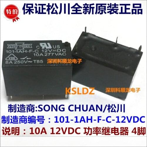 100%Original New SONG CHUAN 101N-1AH-F-S-12VDC 101N-1AH-F-S-DC12V 101-1AH-F-C-12VDC 101-1AH-F-C-DC12V 4PINS 10A Power Relay