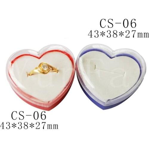 100pcs/lot Transparent Acrylic Ring Box Heart Shape Ring Storage Case Jewelry Boxes Jewelry Display Rack Gift Box Wholesale