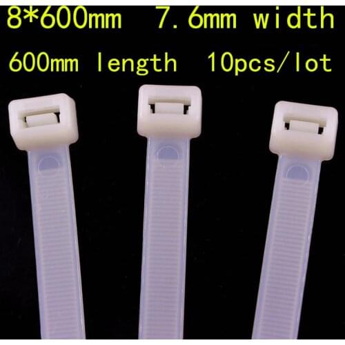 100PCS 8*600mm Plastic Lock Type Nylon Tie Computer Line Fixed Wraps Network Cable Cord Wire Ties Strap Balck White