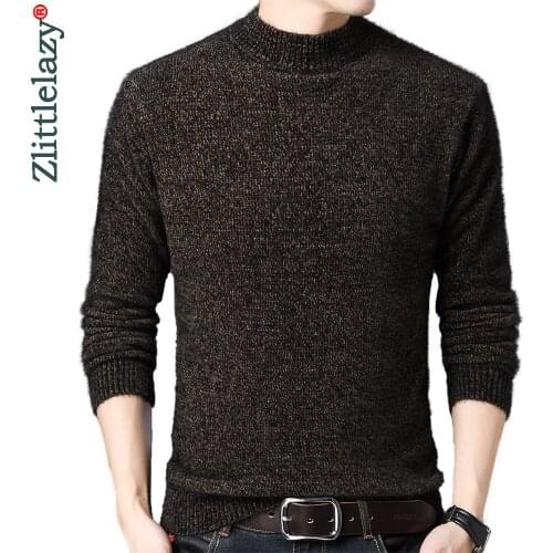 2021 New Casual Knitted Thick Sweater Men Pullover Clothing Fashion Solid Clothes Knit Winter Warm Mens Sweaters Pullovers 1212