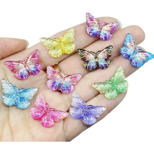 30Pcs Butterfly Appliqu resin cabochon flatbacks Scrapbooking Accessories DIY Kids Headwear Earrings Pendants Material 2.2*1.5CM