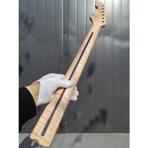 #41New one 21 fret One Good Unfinished electric guitar neck flam tiger maple made and maple fingerboard