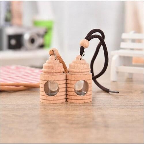5ml Arabic Style Wooden Cover Glass Perfume Bottle Fragrance Vials Hang on Scent Bottle Home Decor 20pcs/lot P093