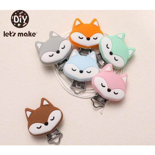 Lets make 5pcs Baby Pacifier Clips Silicone Cute Fox Soother Nursing Clip BPA Free Dummy Pacifier Chain Silicone Teething Toys